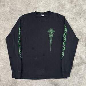 Creature Skateboards Shirt Men’s Medium Black Long Sleeve Flames Y2K 00s